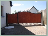 Wood Gate with Metal Decorative Panels